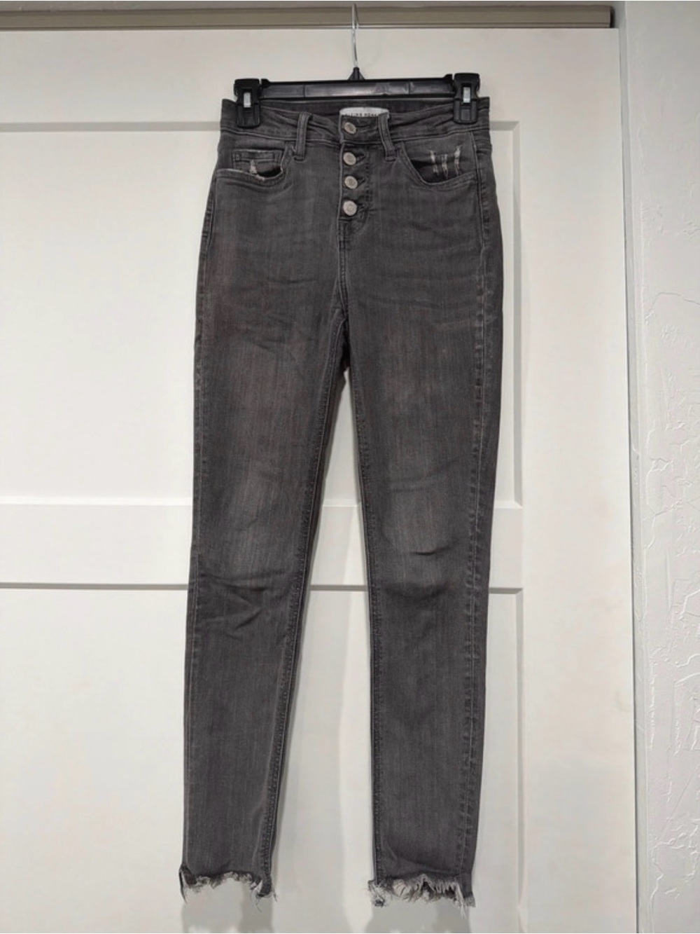 Flying Monkey Washed Charcoal High-Rise Distressed Skinny Jeans